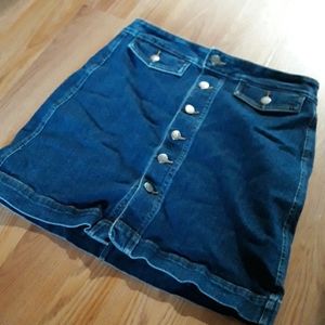 Loft button up denim skirt